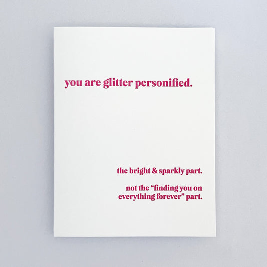 Glitter Personified Fuchsia Letterpress Card image 1