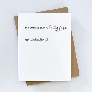 World is Open Congratulations Letterpress Card image 0