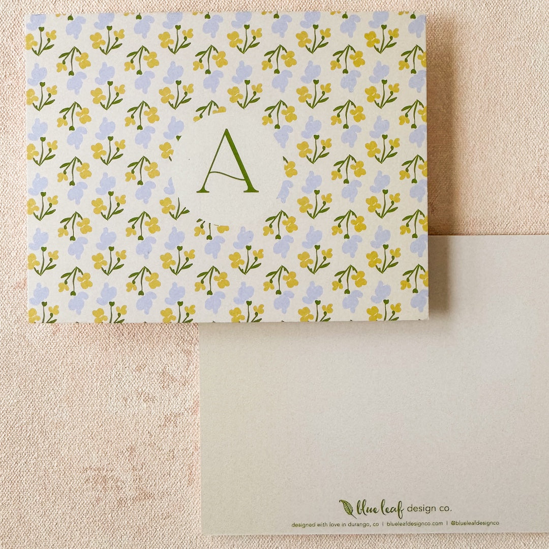 Floral Pattern Initial Note Cards