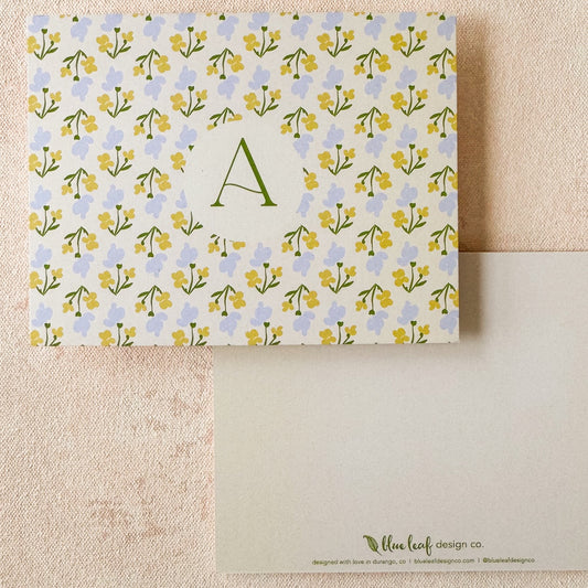 Floral Pattern Initial Note Cards