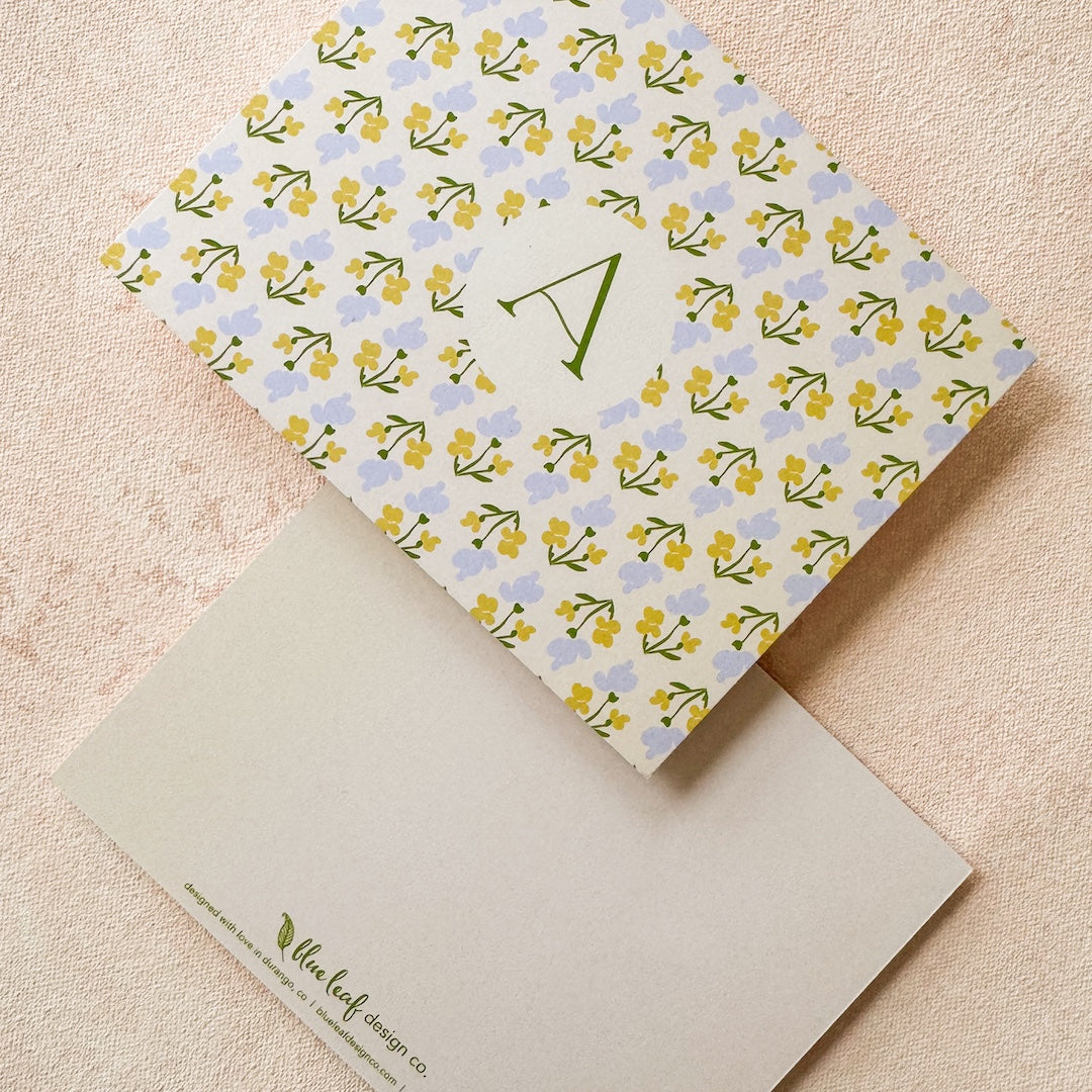 Floral Pattern Initial Note Cards