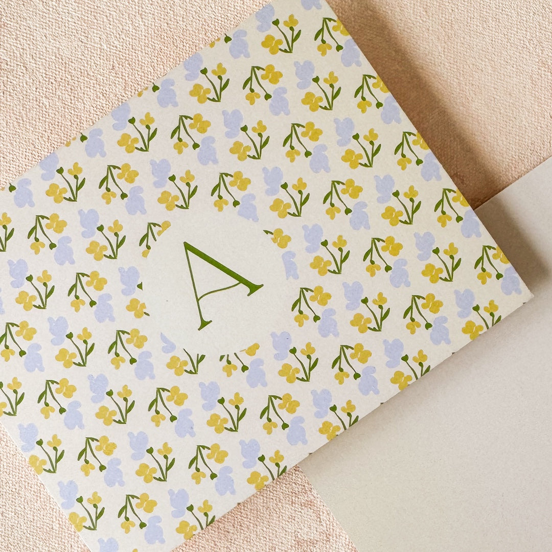 Floral Pattern Initial Note Cards