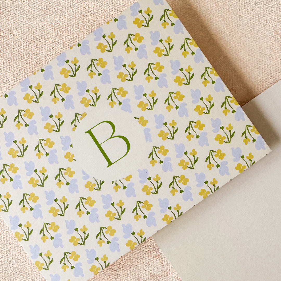 Floral Pattern Initial Note Cards