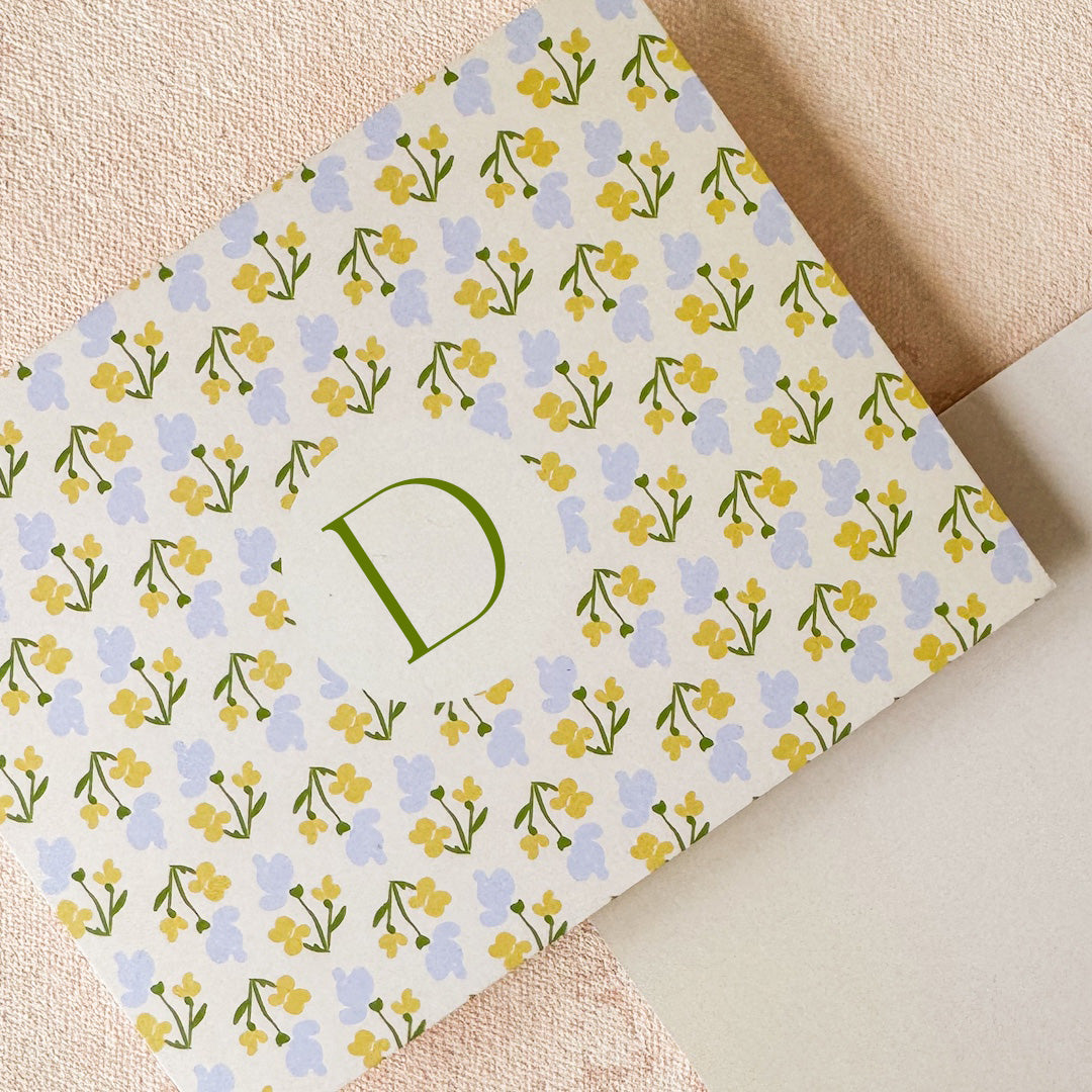 Floral Pattern Initial Note Cards