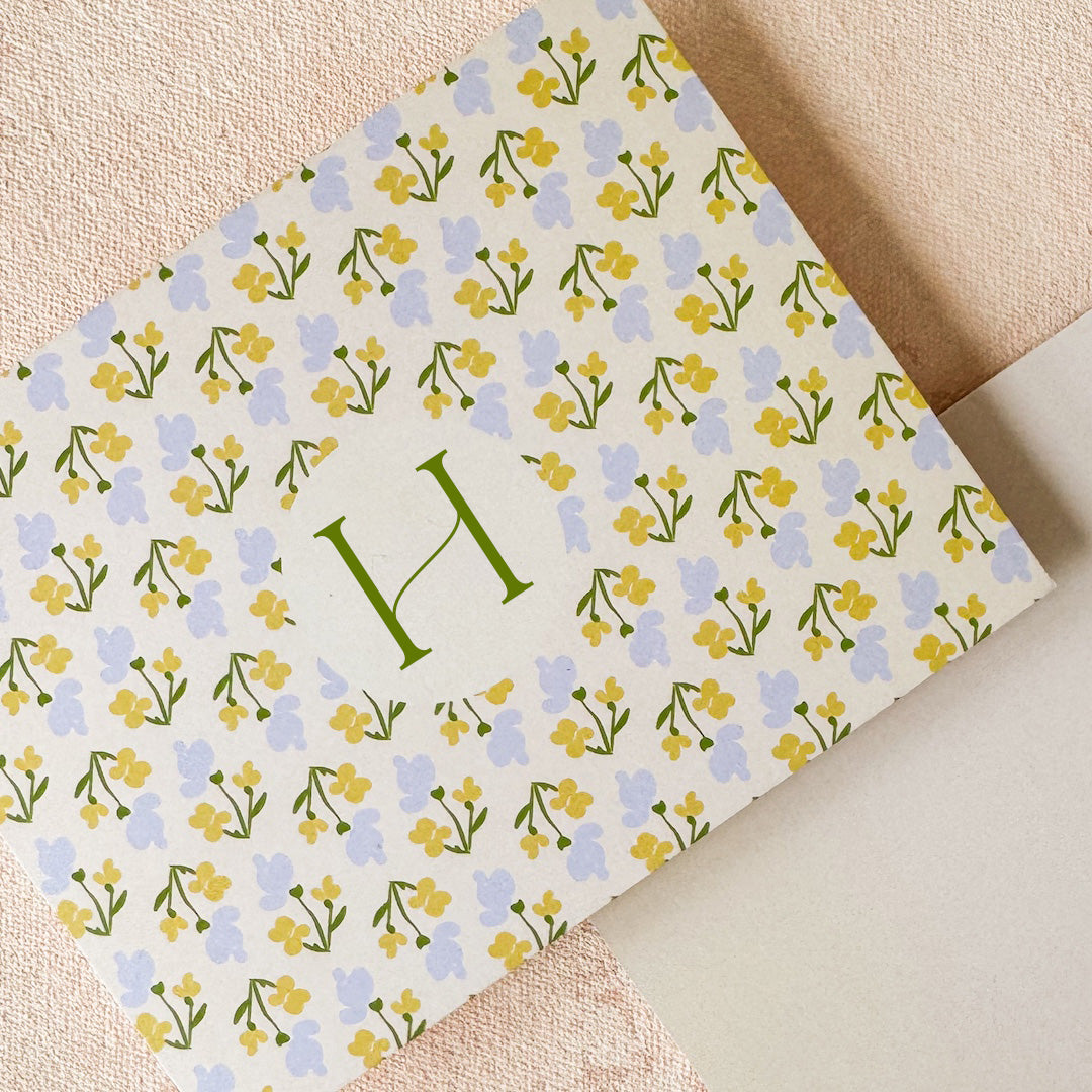 Floral Pattern Initial Note Cards