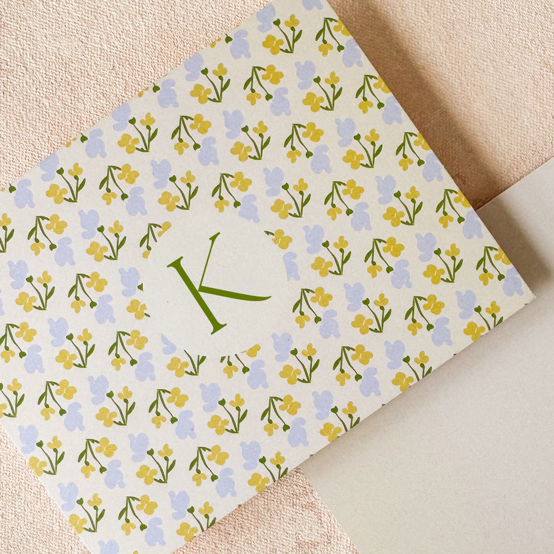 Floral Pattern Initial Note Cards