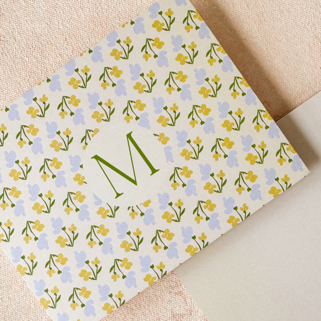 Floral Pattern Initial Note Cards