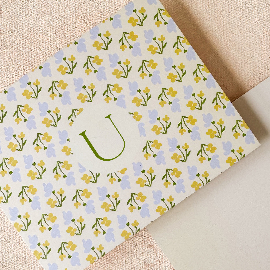 Floral Pattern Initial Note Cards