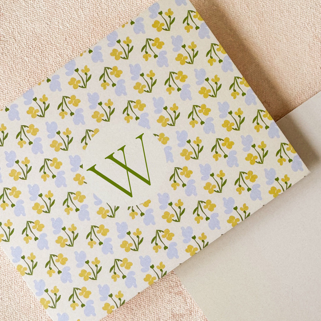 Floral Pattern Initial Note Cards