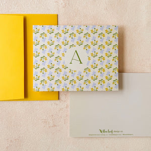 Floral Pattern Initial Note Cards