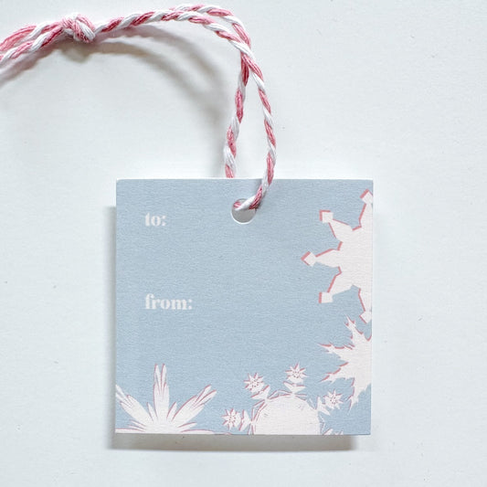 Blue and White snowflake gift tag 