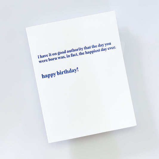 Good Authority Blue Letterpress Birthday Card image 1