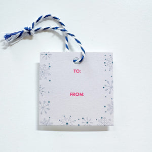 Grey and Pink Snowflake gift tag