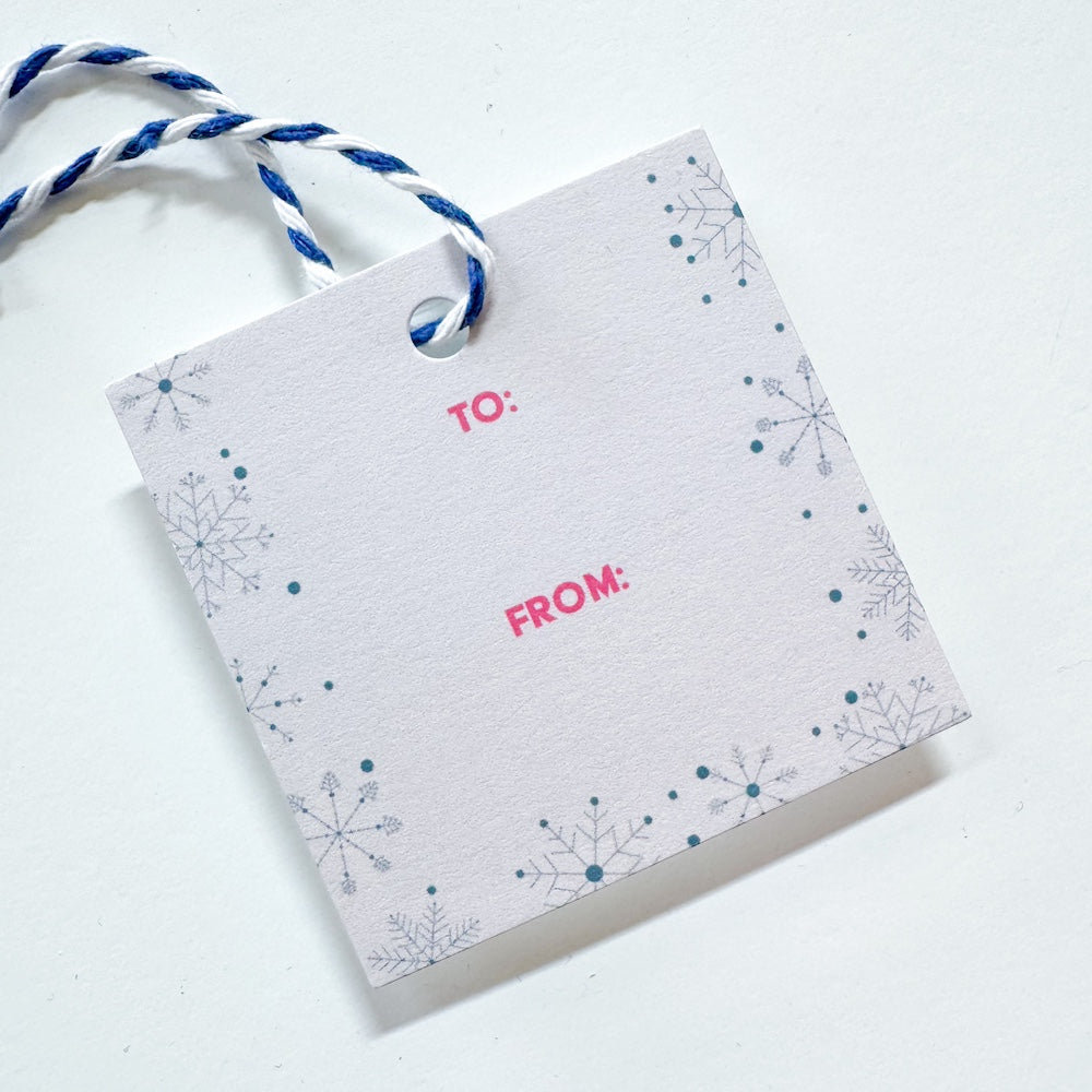 Gray and Pink Snowflake Gift Tags