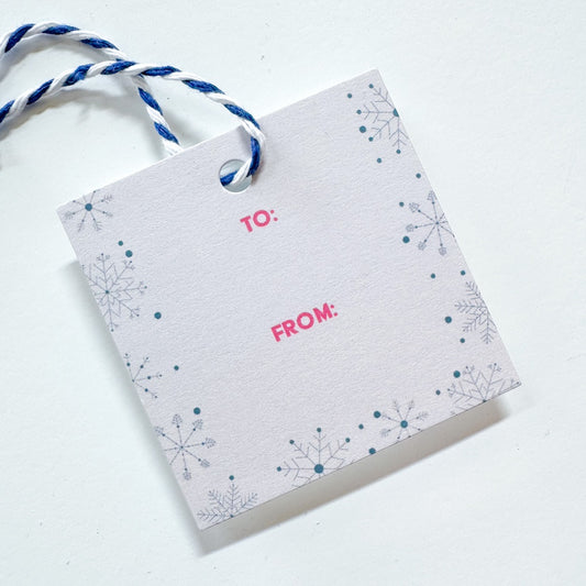 Gray and Pink Snowflake Gift Tags