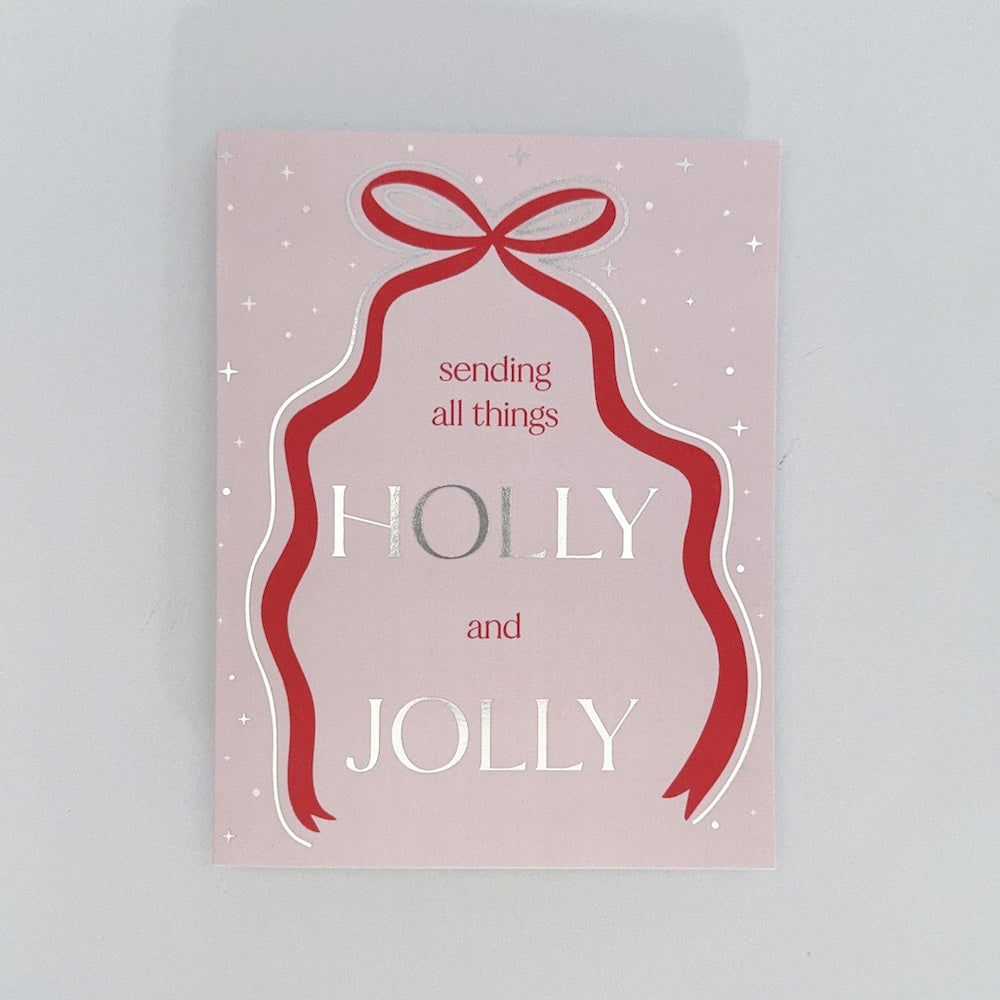 Holly Jolly Ribbon Holiday Card Set
