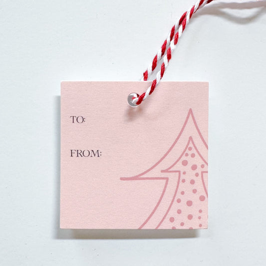 Pink Polka dot tree gift tag