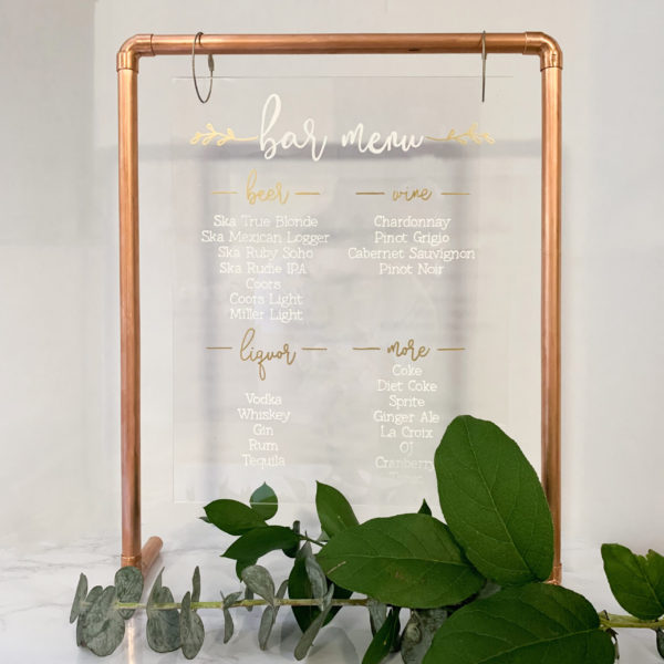 Copper Stand Welcome Sign, Wedding Bar Stand, Seating Chart Stand